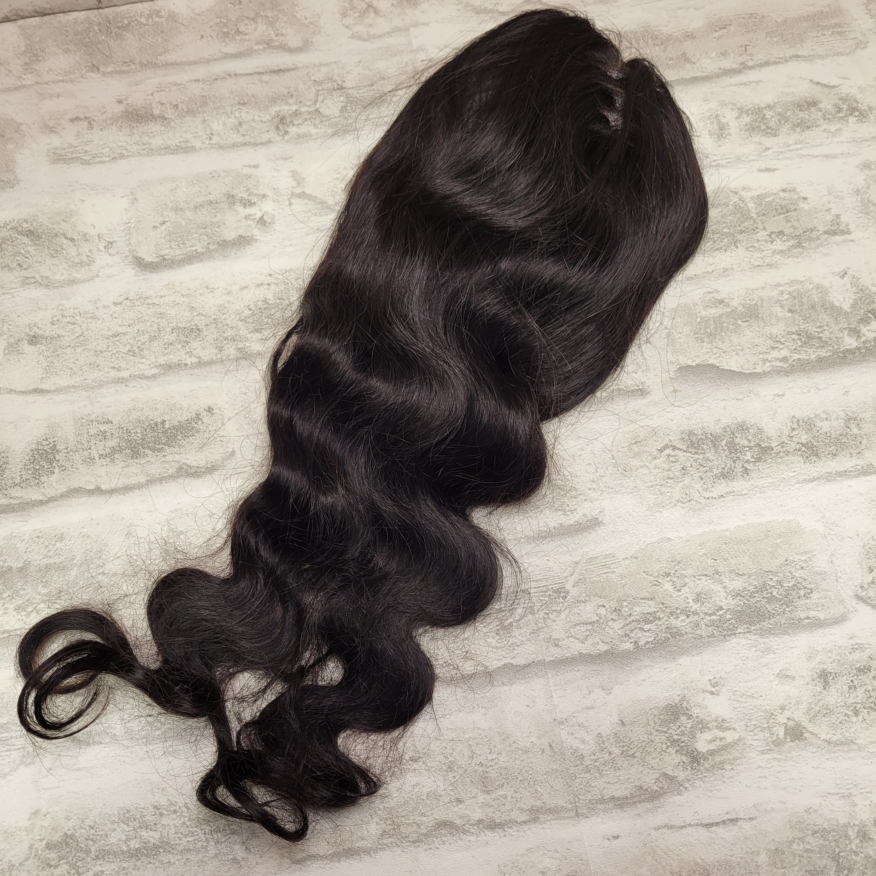 Human Hair Lace Front Wig Remy Human Hair, Body Wave, Dark Brown, 20" (7680405602542)